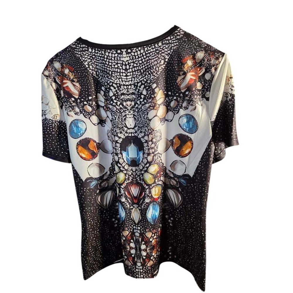 Stylewe Womens 2XL Graphic Gemstone Jewel Print T-Shirt Black White T-1NE10633AC